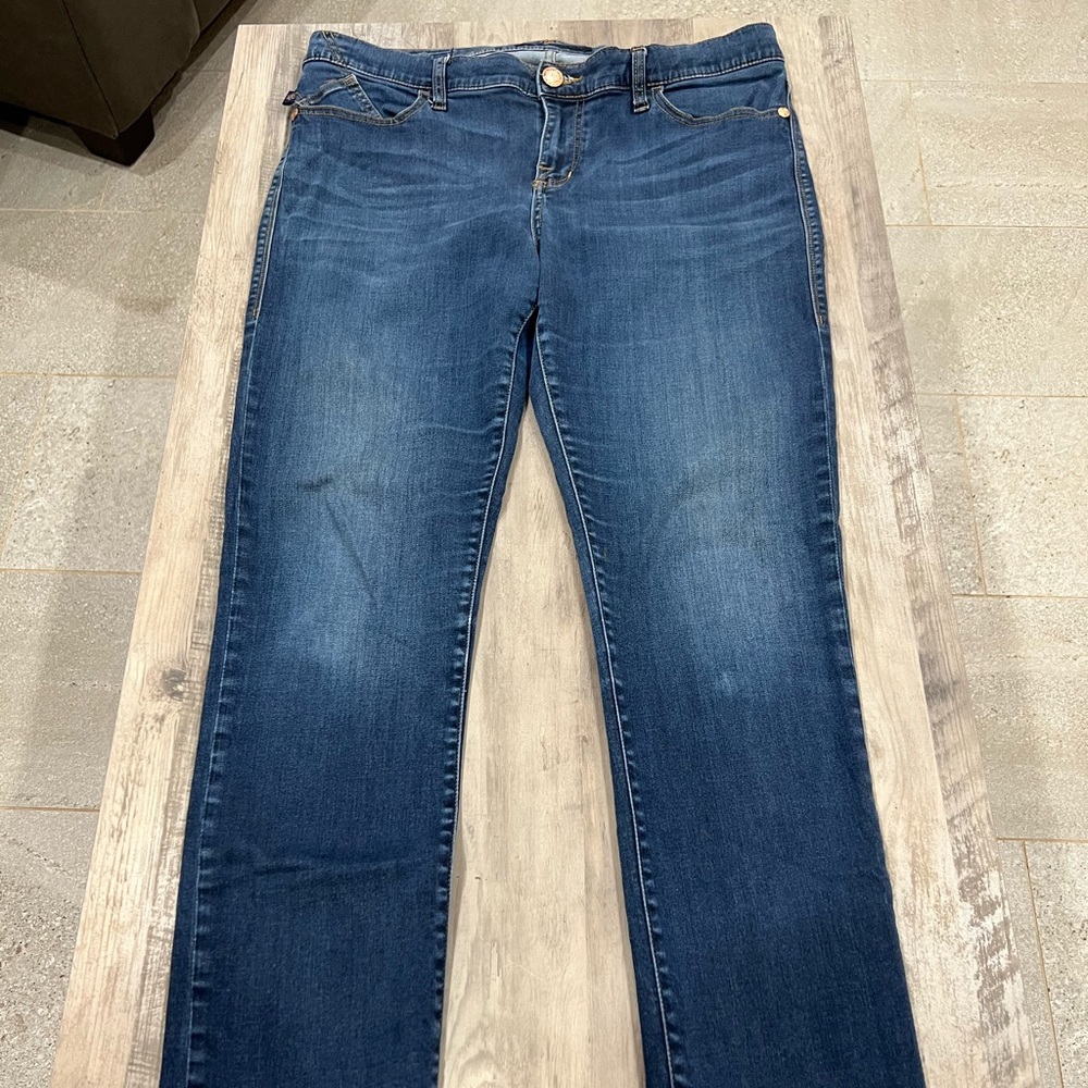 ROCK & REPUBLIC Berlin cotton stretch embellished pocket skinny jeans size 16 m